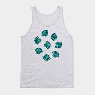 SEASHELLS Scattered Tropical Scallop Clam Shells Undersea Ocean Sea Life in Dark Teal Blue Turquoise and Dark Green - UnBlink Studio by Jackie Tahara Tank Top